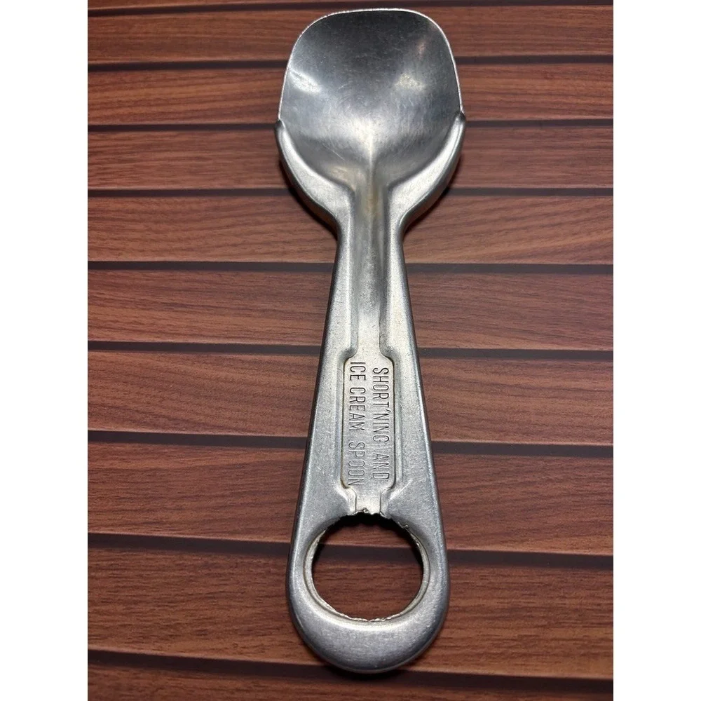Vintage Shortening Ice Cream Spoon Aluminum Kitchen Utensil Hanging Handle